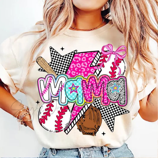 Preppy Retro Baseball Mama Tee