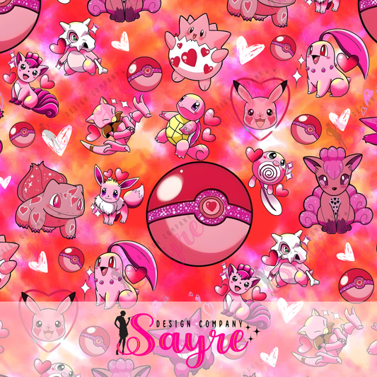 Pocket Creature Valentine’s Seamless Digital File