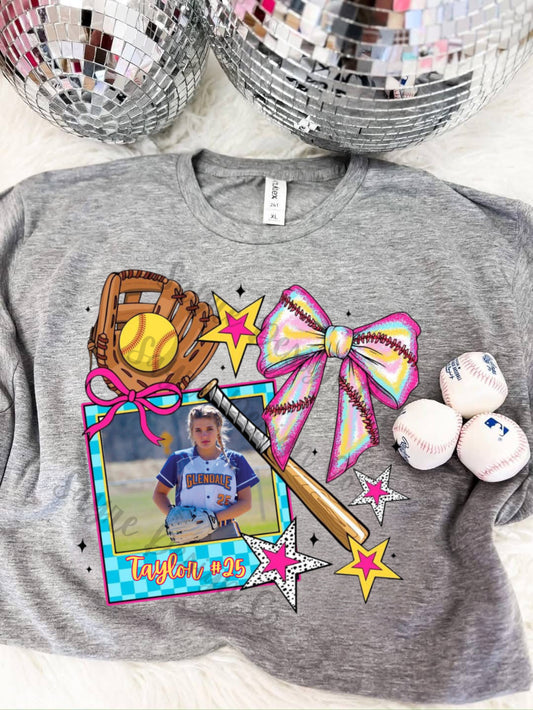 Preppy Softball Custom Photo Tee *Multiple Colors!*