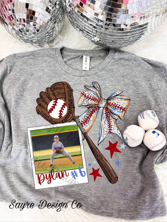 Preppy Baseball Custom Photo Tee *Multiple Colors!*-Adult