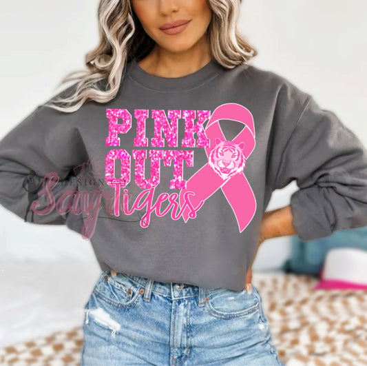 Team Customizable Faux Glitter Pink Out Tee/Sweatshirt/Hoodie