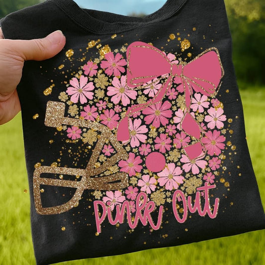 Faux Glitter Floral Football Pink Out Tee/Sweatshirt/Hoodie