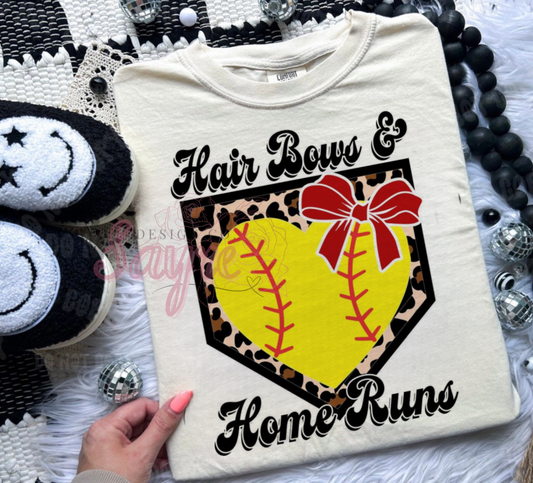 Hair Bows & Home Runs Softball Tee-- Youth