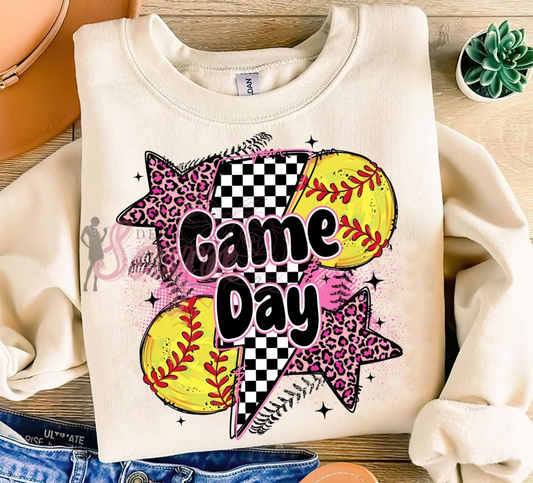 Pink Cheetah Game Day Softball Tee-Adult