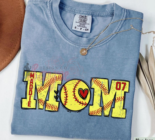 Custom Block Softball Mom Tee