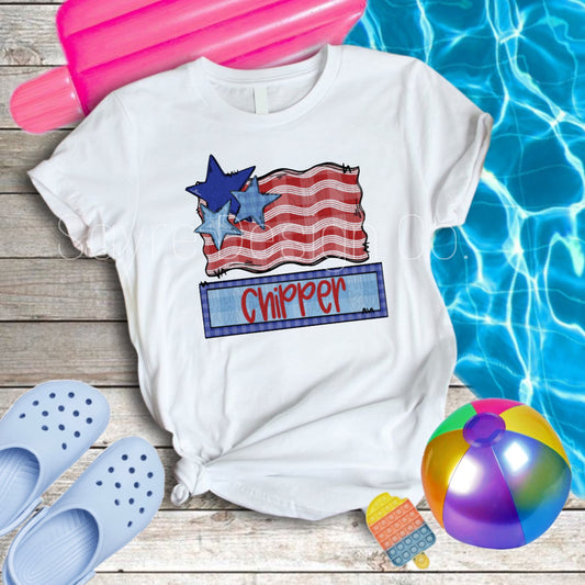 USA Flag Custom Name Baby-Youth Tee/Onesie