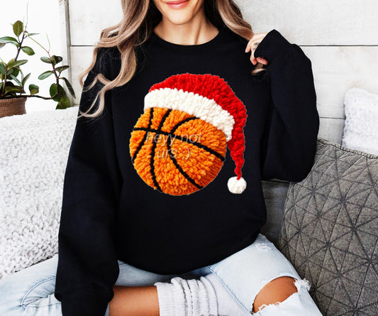 Faux Patch Santa Hat Basketball Shirt/Long Sleeve/Crewneck/Hoodie