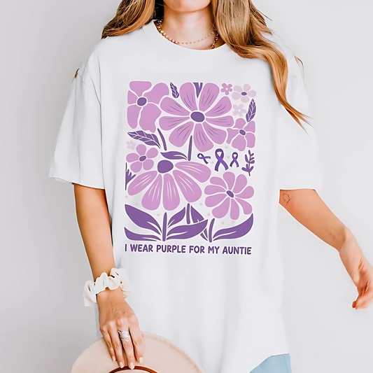 Customizable “I Wear Purple For” Alzheimer’s Awareness Flower Collage Tee 2t-Youth