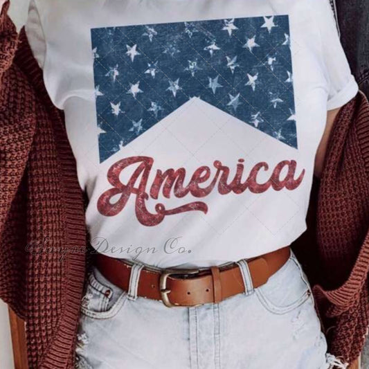 America Deep V Tee-Adult