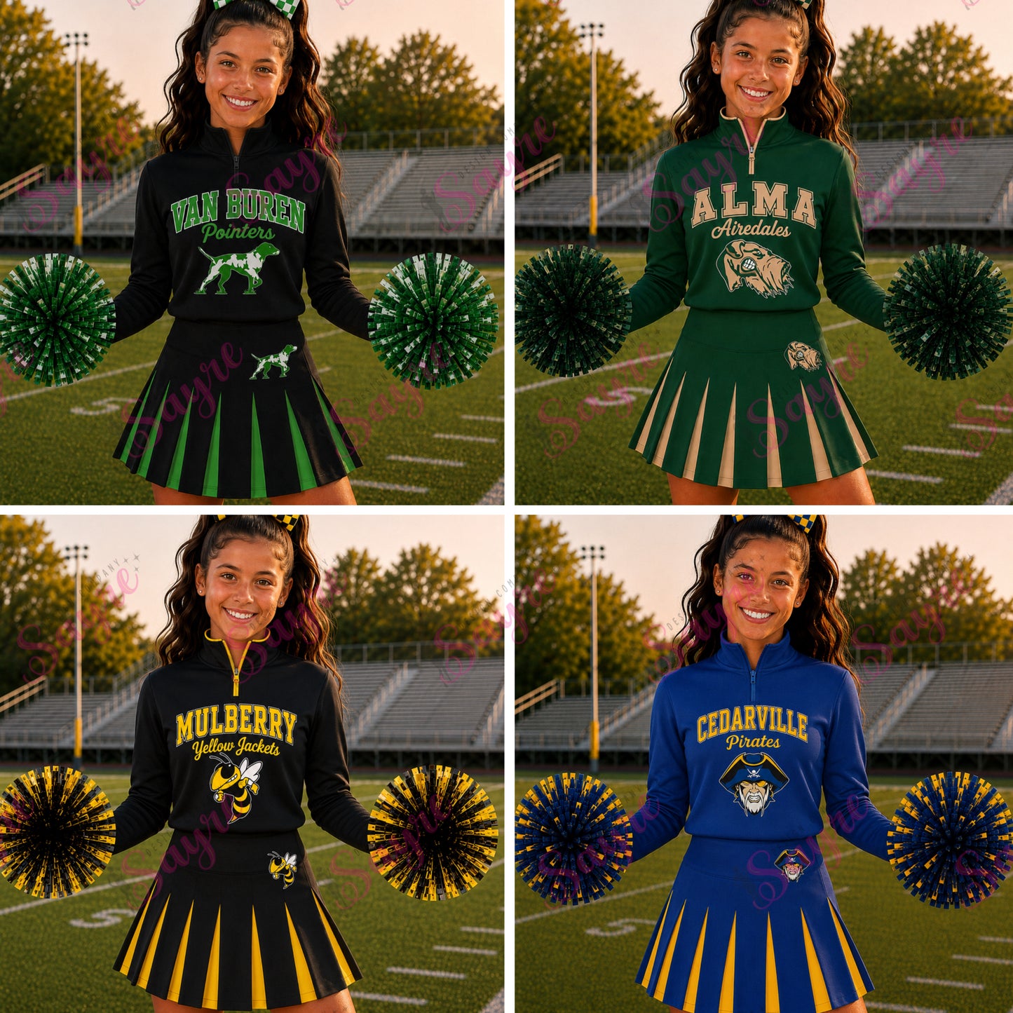 Custom Scuba Pleated Skirt Sets