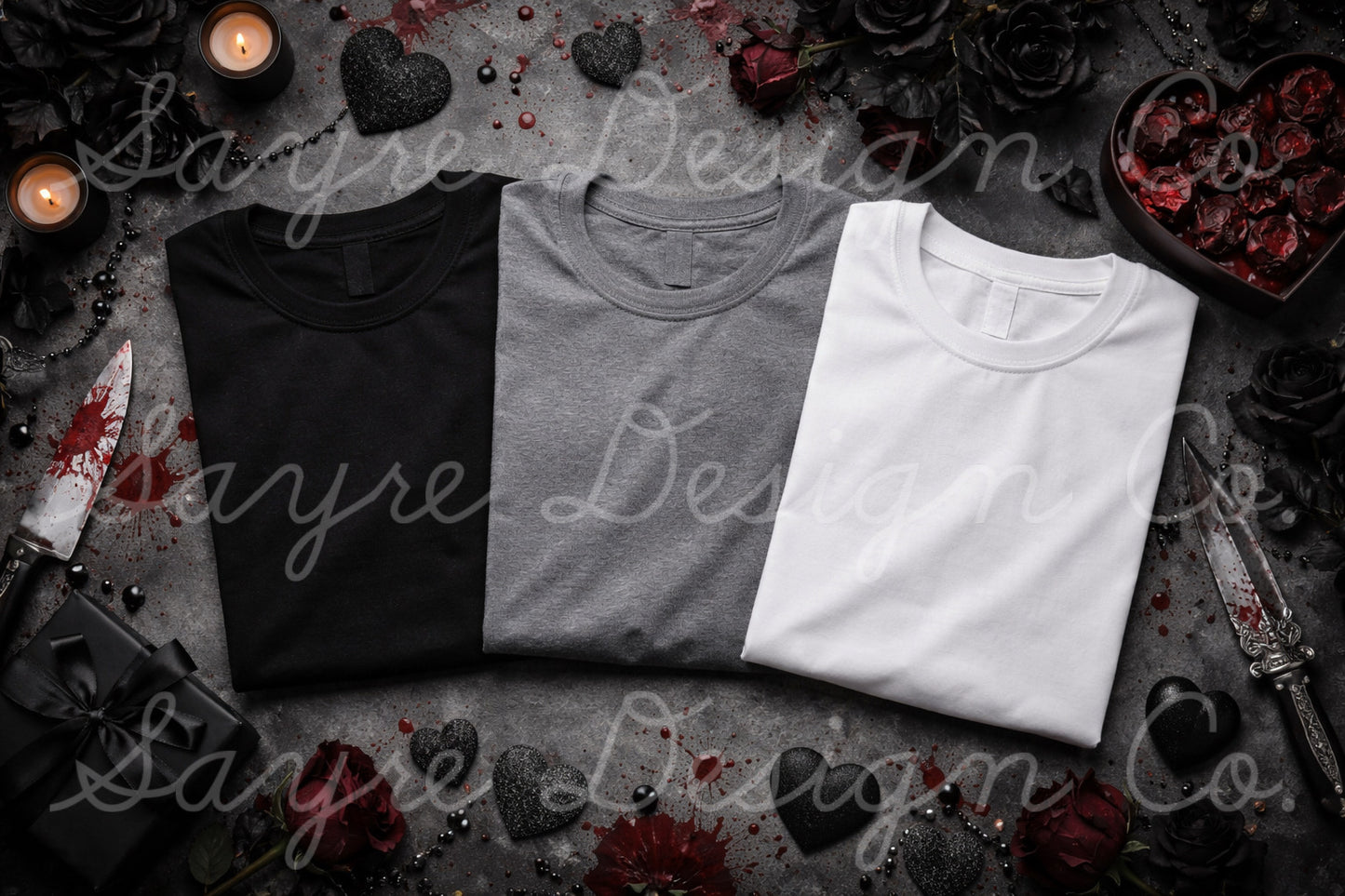 Romantic Horror Set Flat Lay Mockup