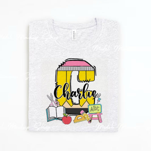 Pencil Collage Custom Name Tee Toddler/Youth