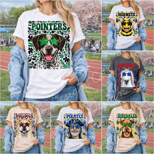 Customizable Mascot Floral Background Shirt/Long Sleeve/Crewneck/Hoodie