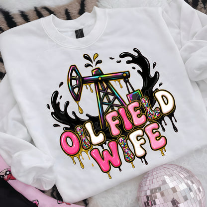 Faux Sequin Oil Field Wife Shirt/Long Sleeve/Crewneck/Hoodie