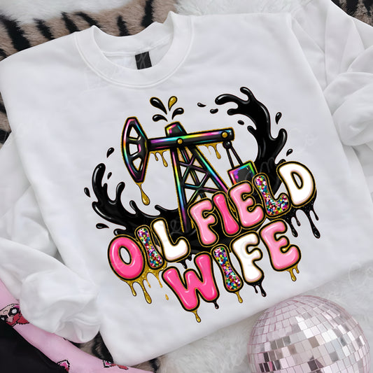 Faux Sequin Oil Field Wife Shirt/Long Sleeve/Crewneck/Hoodie
