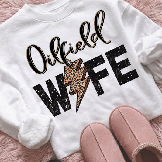 Leopard Lightning Oil Field Wife Shirt/Long Sleeve/Crewneck/Hoodie