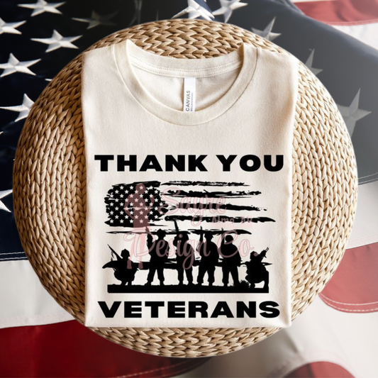 Thank You Veterans Flag Silhouette -Youth Sayre Design Co.
