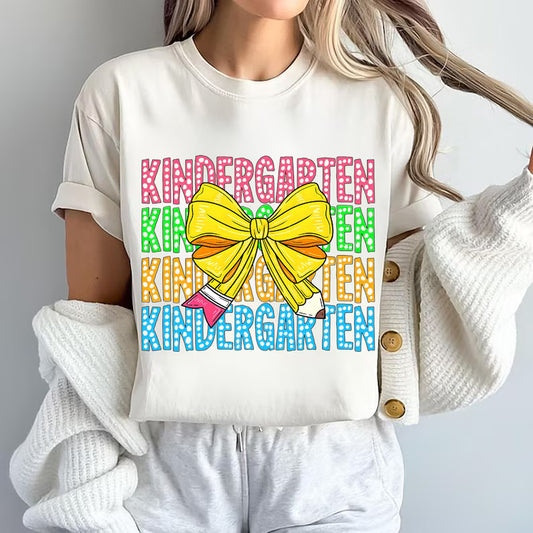 Stacked Grade & Pencil Bow Tee Toddler-Adult